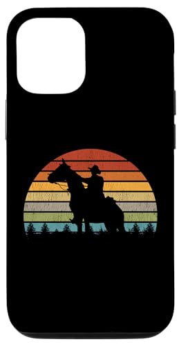 Carcasa para iPhone 14 Vintage Cowboy Sunset Horse, retro, envejecido, a caballo