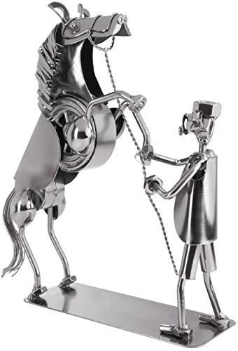 BRUBAKER Screw Man Horse On Two Legs - Figura de Hierro Hecha a Mano Hombre de Metal - Regalo de Figura de Metal para Jinetes, Jinetes, Criadores y Amantes de los Caballos