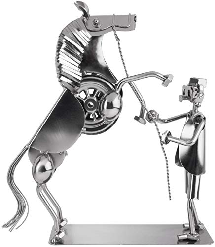 BRUBAKER Screw Man Horse On Two Legs - Figura de Hierro Hecha a Mano Hombre de Metal - Regalo de Figura de Metal para Jinetes, Jinetes, Criadores y Amantes de los Caballos