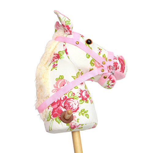 Pink Papaya Caballo de Juguete, Flower, Bonito Caballo de Juguete de Tela con Sonido: Relincho y Sonido de galopeo - Color: Modelo de Flores con Melena Blanca