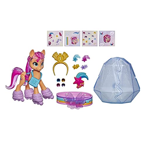 My Little Pony: A New Generation - Sunny Starscout Aventura de Cristal - Poni Naranja de 7,5 cm con Accesorios Sorpresa, Pulsera