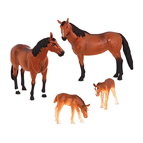 Terra by Battat Juguete – Estatuilla Familia Cuarto Caballo – Animales de Granero – Quarter Horse Family, Color marrón/a (Branford AN2822Z)