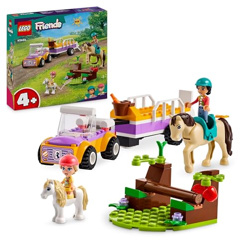 LEGO Friends Remolque para Caballo y Poni con Vehículo de Juguete, Regalo para Niñas y Niños de 4 Años o Más con Mini Muñecas de Liann y Zoya y 2 Figuras de Animales para el Juego de rol 42634