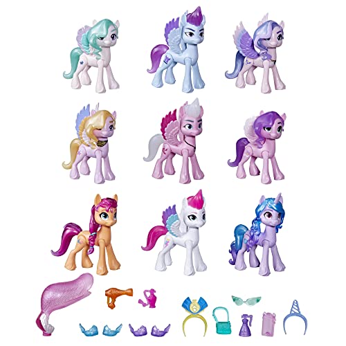 My Little Pony A New Generation, Colección Gala Real, 9 Ponis, 13 Accesorios, Multicolor