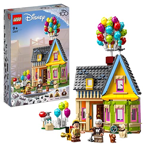 LEGO 43217 Disney y Pixar Casa de “Up”, Juguete con Globos, Mini Figuras de Carl, Russell y el Perrito Dug, Modelo Coleccionable, 100 Aniversario de Disney, Regalo de Película