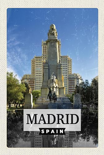Ontrada Cartel de madera 12 x 18 cm Madrid España caballo panorámico cartel de madera
